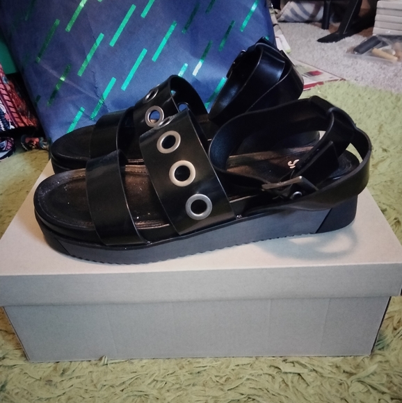 Women's black platform slingback sandals size 6.5 - Picture 2 of 5